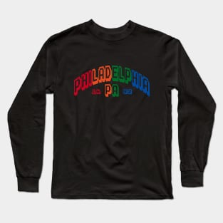 Philadelphia Old School 8 Bit Spectrum Color Classic Gamer Throwback Retro Long Sleeve T-Shirt